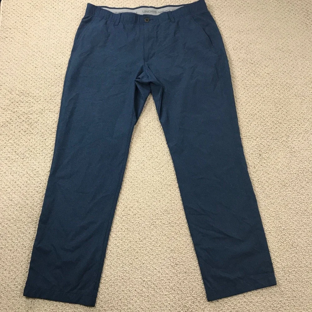 Under Armour Match Play Golf Pants Mens 38x32 Blue Heathered Straight Leg Chino